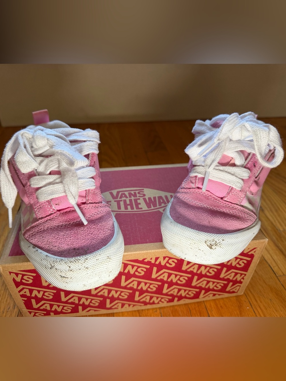 Vans Kids Pink Canvas & Suede Low-Top Sneakers